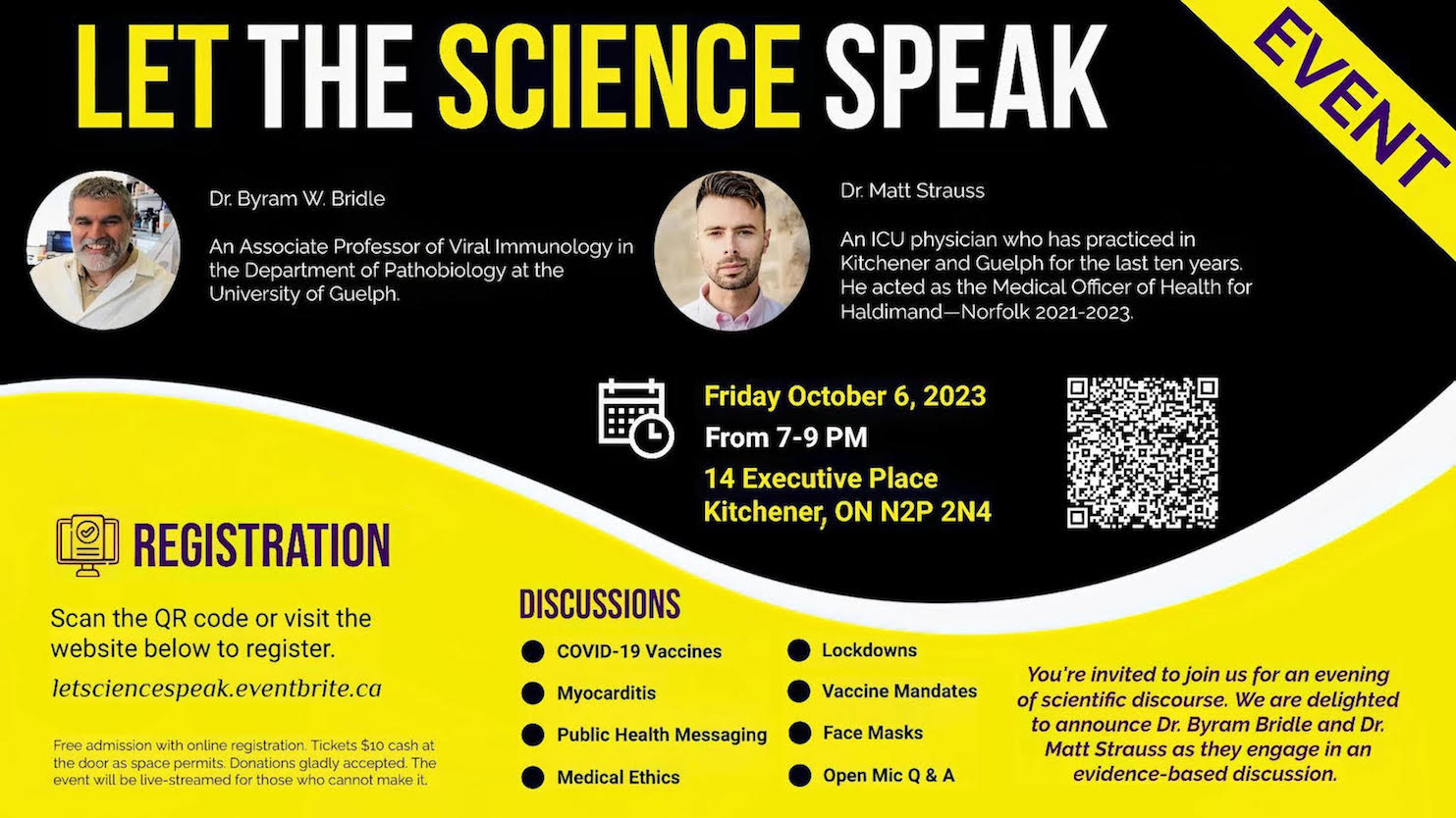 "Let the Science Speak" - Kitchener, ON | Oct. 6th with Dr. Byram Bridle & Dr. Matt Strauss